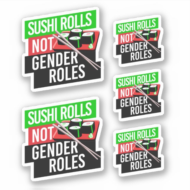 Sushi Rolls not Gender Roles Sticker (Front)