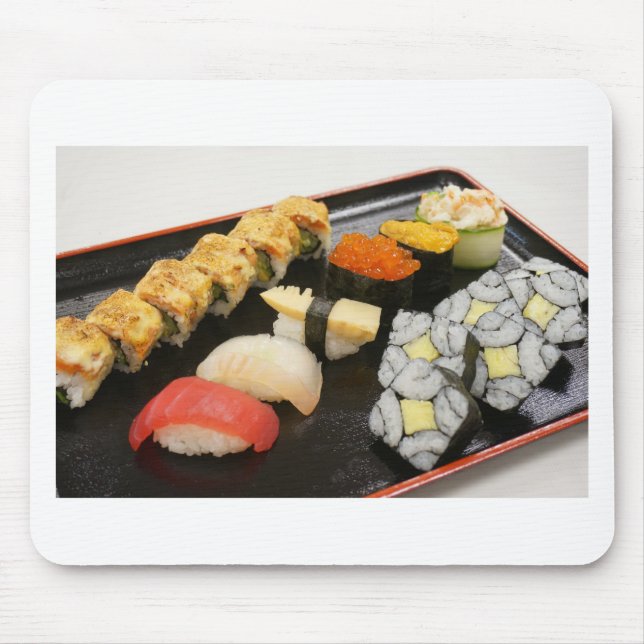 Sushi Rolls Sesame Ginger Wasabi Japan Kitchen Mouse Pad (Front)