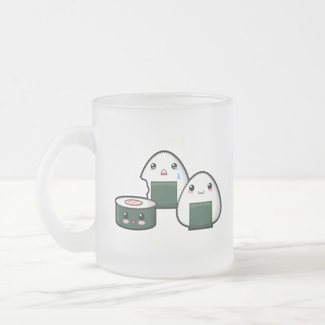 Sushi Set Frosted Glass Coffee Mug (Left)
