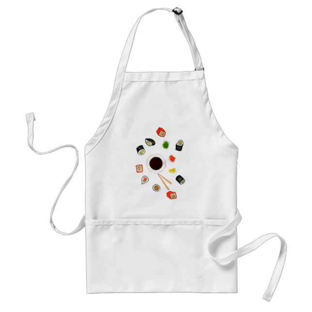 Sushi Set Watercolor Adult Apron (Front)