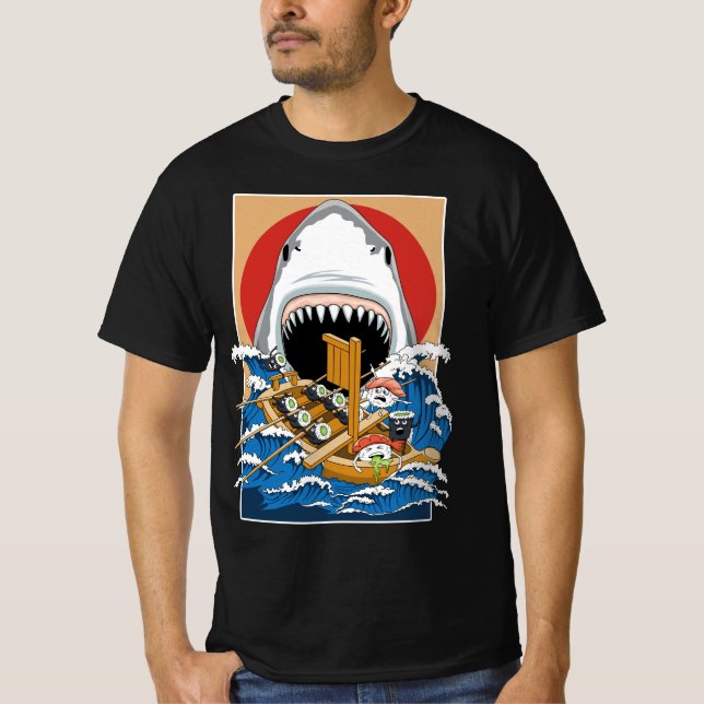 Sushi Shark Attack Illustration T-Shirt (Front)