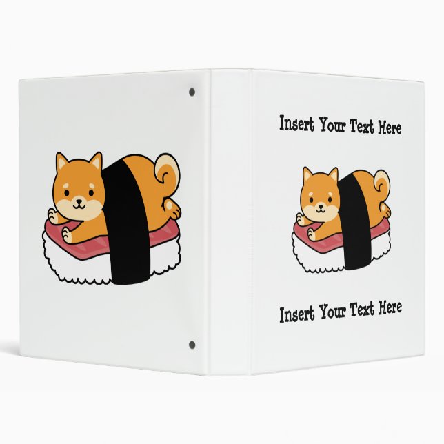 Sushi Shiba Inu - Cute Dog Japanese Food 3 Ring Binder (Background)