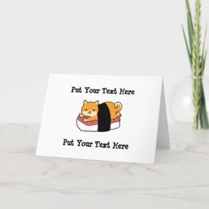 Sushi Shiba Inu - Cute Dog Japanese Letterpress Thank You Card