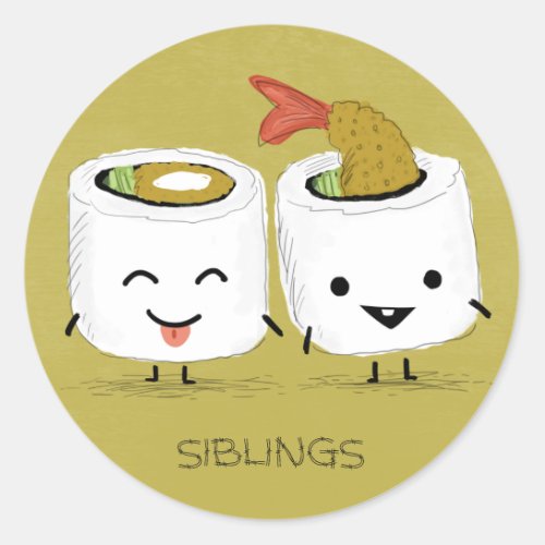 Sushi Siblings Classic Round Sticker