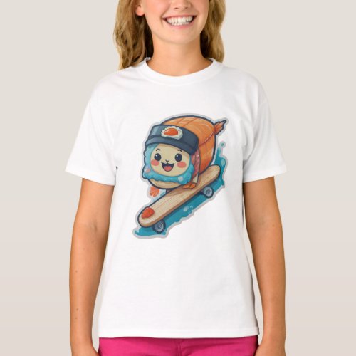 Sushi Skater Whimsical T_Shirt Designs