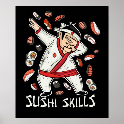 Sushi Skills Japanese Food Gift Sushi Chef Sushi Poster
