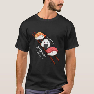 Sushi Sliding On Chopsticks Kawaii Anime Japanese T-Shirt