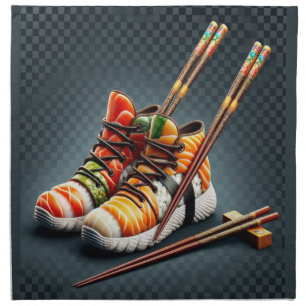 Sushi Sneakers with Chopsticks Humor Cloth Napkin