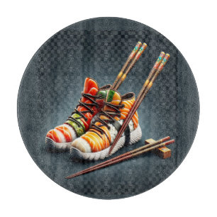 Sushi Sneakers with Chopsticks Humor Cutting Board