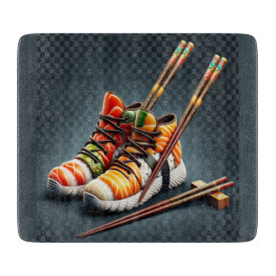 Sushi Sneakers with Chopsticks Humor Cutting Board