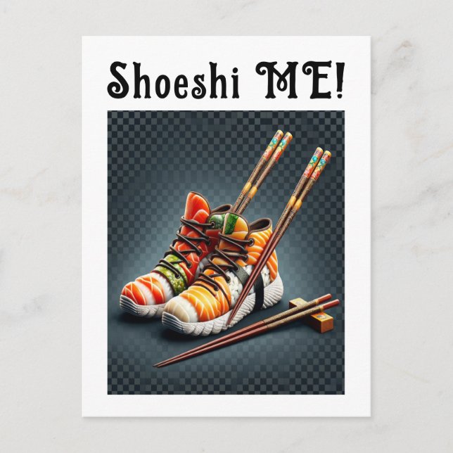 Sushi Sneakers with Chopsticks Humor Holiday Postcard (Front)