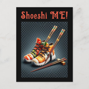 Sushi Sneakers with Chopsticks Humor Holiday Postcard