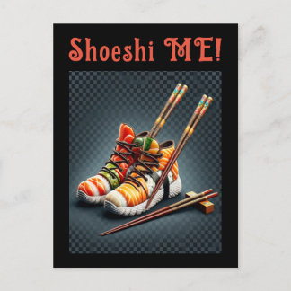 Sushi Sneakers with Chopsticks Humor Holiday Postcard
