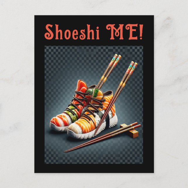 Sushi Sneakers with Chopsticks Humor Holiday Postcard (Front)