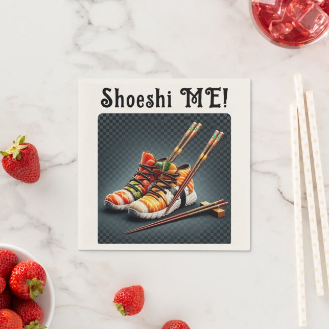 Sushi Sneakers with Chopsticks Humor Napkins (Insitu)