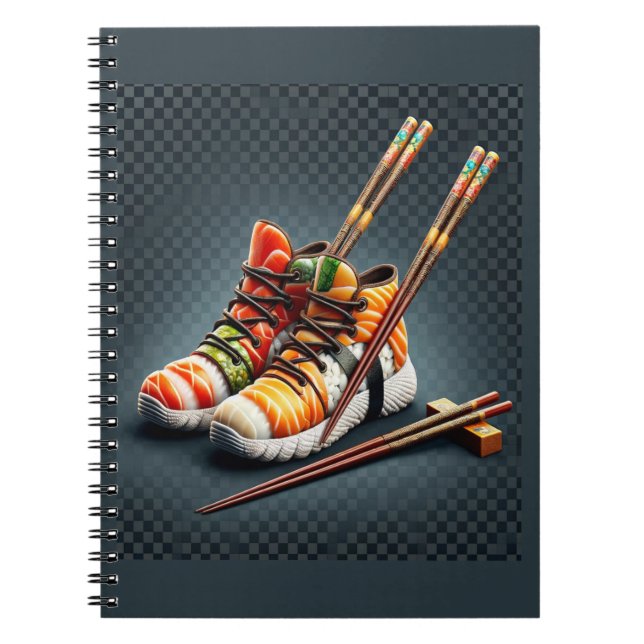 Sushi Sneakers with Chopsticks Humor Notebook (Front)