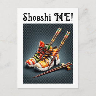 Sushi Sneakers with Chopsticks Humor Postcard