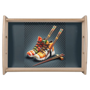 Sushi Sneakers with Chopsticks Humor Serving Tray