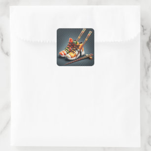 Sushi Sneakers with Chopsticks Humor Square Sticker