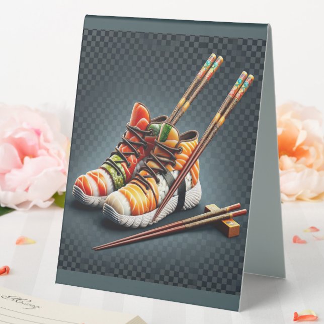 Sushi Sneakers with Chopsticks Humor Table Tent (In SItu (Wedding))
