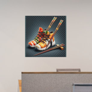 Sushi Sneakers with Chopsticks Humor Wall Decal