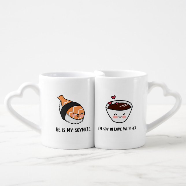 Sushi Soymates Matching Mug Set, Soy In Love, Coup (Front Nesting)