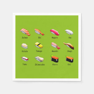 Sushi styles cute kawaii Japanese dinner party Napkins