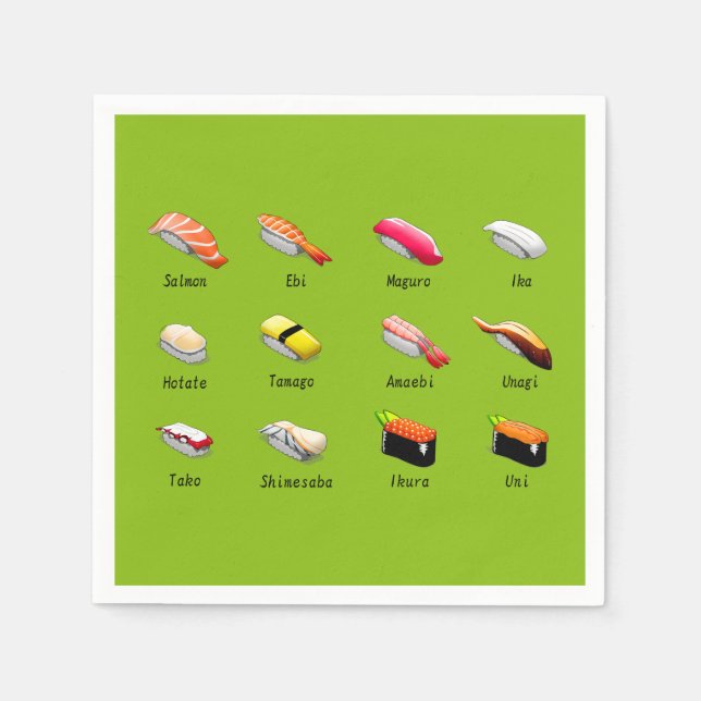Sushi styles cute kawaii Japanese dinner party Napkins (Front)
