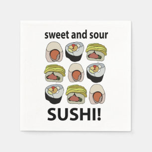 Sushi Sweet and Sour Sushi Party Napkins