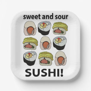 Sushi Sweet and Sour Sushi Party Paper Plates