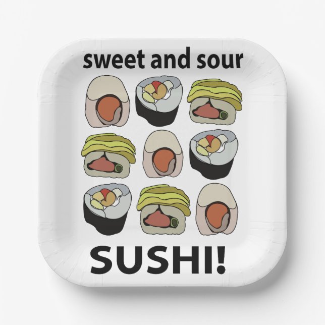 Sushi Sweet and Sour Sushi Party Paper Plates (Front)