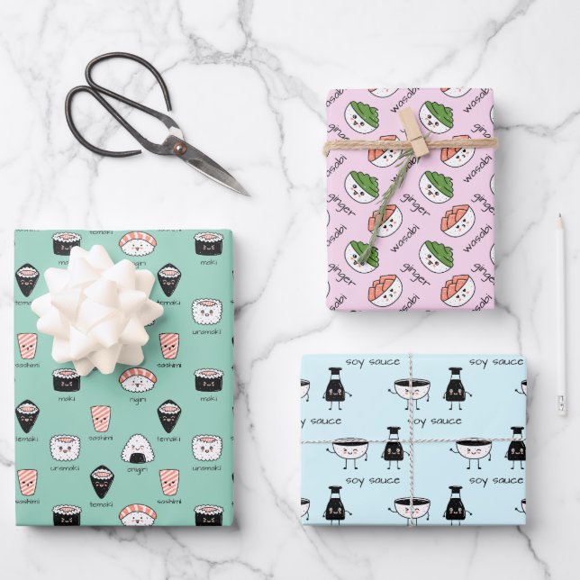 Sushi Temaki Wasabi  Wrapping Paper Sheets (Front)