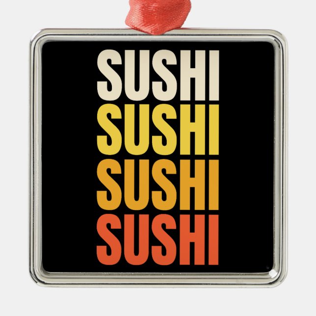 Sushi text design metal ornament (Front)
