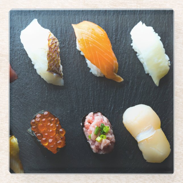 Sushi Textbook - Beautiful Arrangement Glass Coaster (Front)