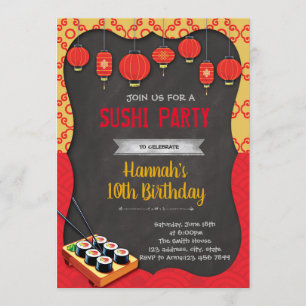 Sushi theme party invitation