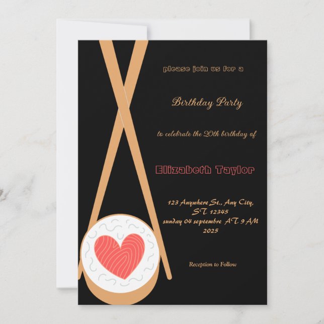 Sushi Themed Birthday Party Invitation (Front)