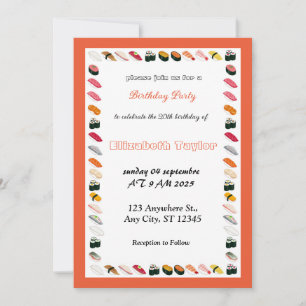 Sushi Themed Birthday Party Invitation