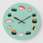 Sushi Time! Funky (mint) Wall Clock at Zazzle