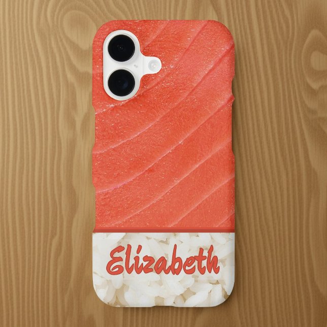Sushi Time- Personalized Tuna Case-Mate iPhone Case (Sushi Time Personalized iPhone 17 Case- Desk View)