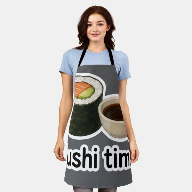  Sushi Time Sticker – Realistic Sushi with Soy Apron (Worn)