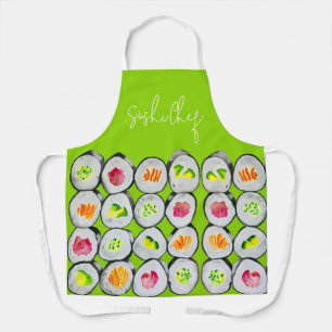 Sushi Time watercolor wasabi Apron