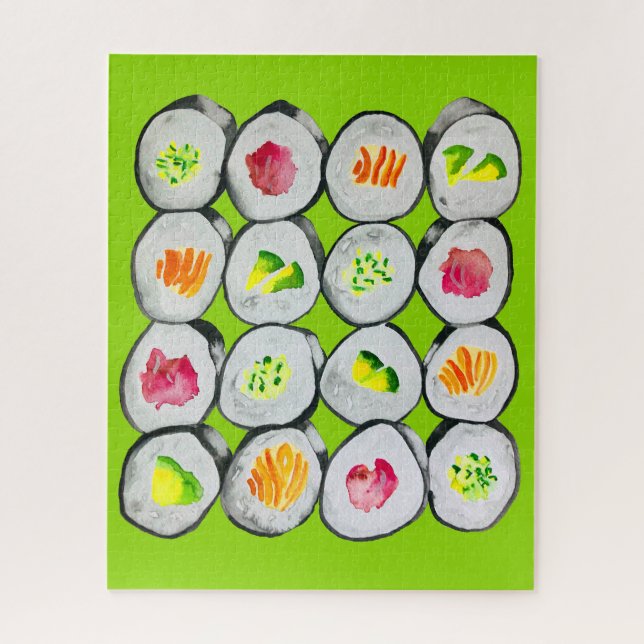 Sushi Time watercolor wasabi Jigsaw Puzzle (Vertical)