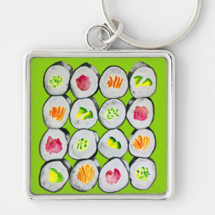 Sushi Time watercolor wasabi Keychain