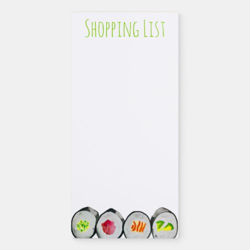 Sushi Time watercolor wasabi Magnetic Notepad