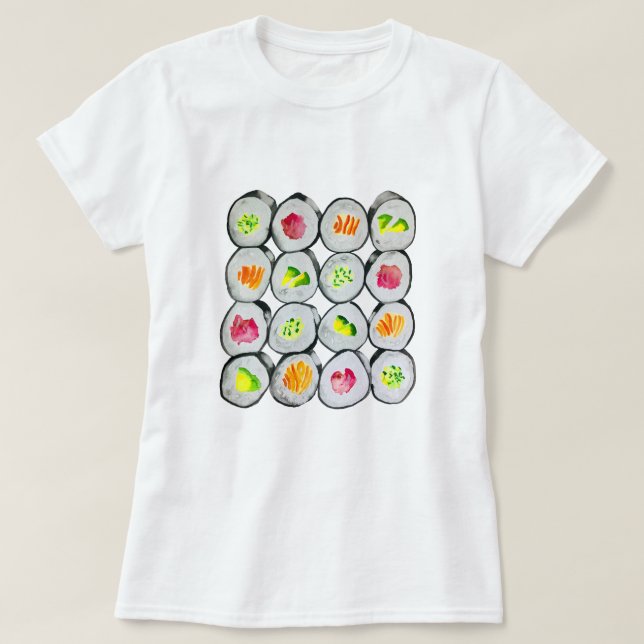 Sushi Time watercolor wasabi T-Shirt (Design Front)