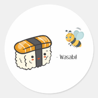 Sushi Wasabi Bee Classic Round Sticker