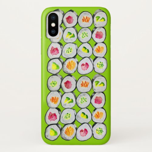 Sushi wasabi watercolor art iPhone XS case