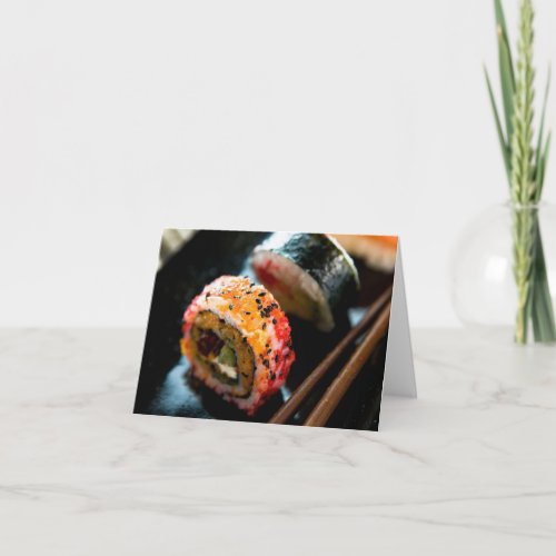 Sushi with Black Sesame Seeds Note Card