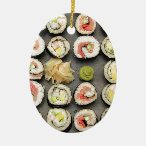 Sushi With Wasabi And Ginger Ceramic Ornament