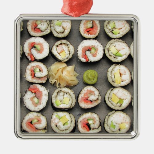 Sushi With Wasabi And Ginger Metal Ornament